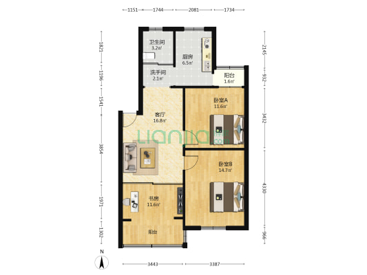 凌兆新村(三林路711弄) 3室1厅2卫 80平方