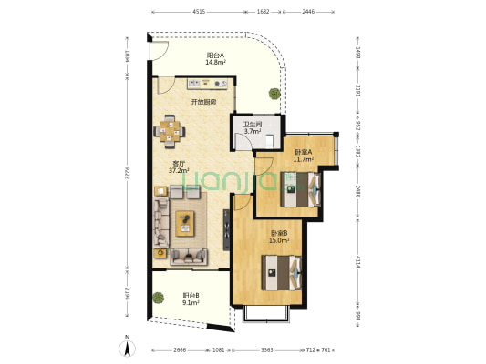 候鳥灣 2室1厅1卫 89平方