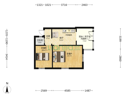信德楼 2室1厅1卫 50平方