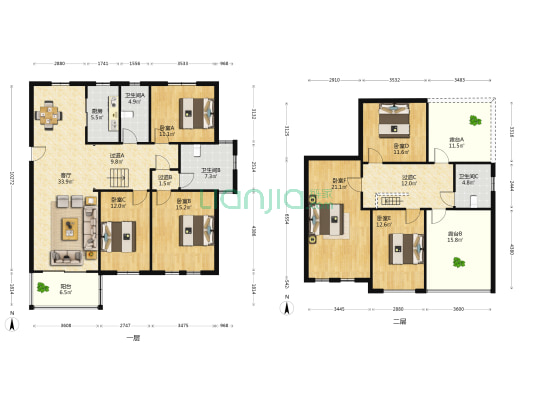 江南印象 6室1厅3卫 125平方