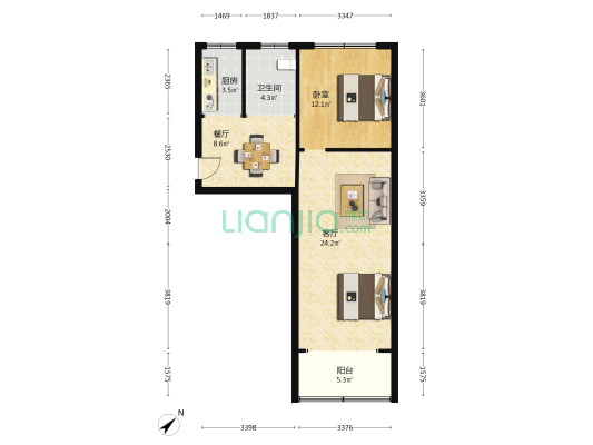 建工大楼 1室2厅1卫 88平方