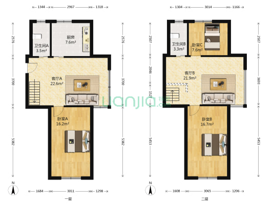 佳境天成 3室2厅2卫 74平方