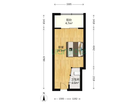 哥伦布广场 1室0厅1卫 35平方