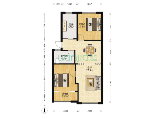 官池小区 2室1厅1卫 77平方