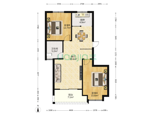 南郊家园 2室1厅1卫 100平方