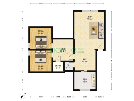康欣苑(安金路) 2室2厅1卫 82平方