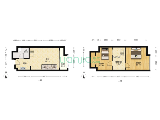 华炬珑玥公馆 2室1厅1卫 45平方