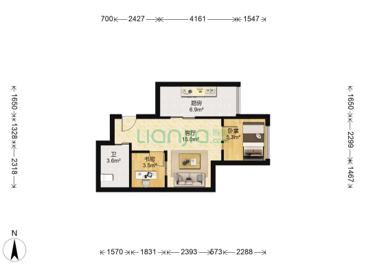 九龙星光 2室1厅1卫 48平方
