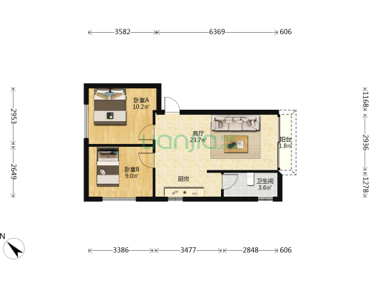 凤翔下街 2室1厅1卫 63平方