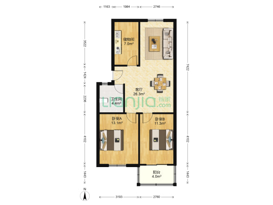 东寓新村 2室1厅1卫 79平方