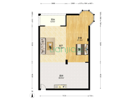 紫庐6号 1室1厅0卫 105平方
