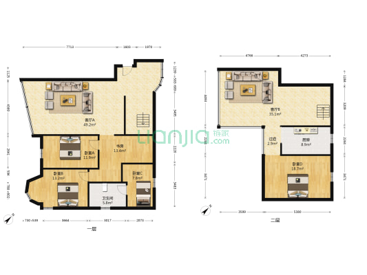 灵城大厦 5室2厅1卫 165平方