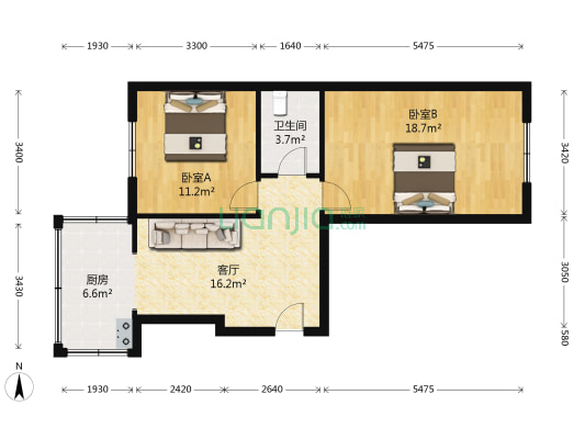 牛房小区 2室1厅1卫 78平方