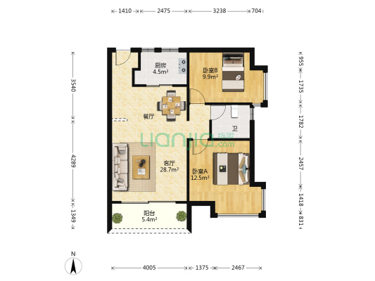 水岸华都 2室1厅1卫 81平方