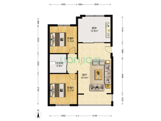 公务员小区 2室1厅1卫 99平方