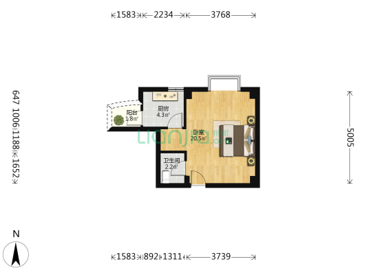 东方瑞士 1室0厅1卫 36平方