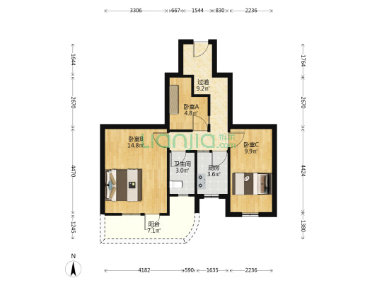 长虹路129号 3室0厅1卫 65平方