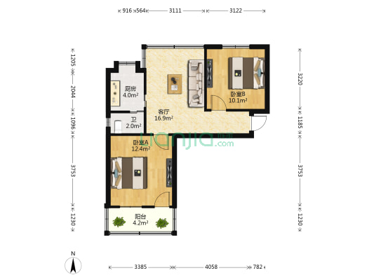 江西省广电局文教路生活住宅区 2室1厅1卫 63平方