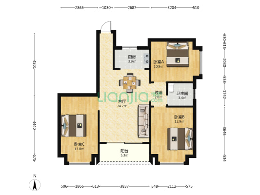 坦神北路172号 3室1厅1卫 92平方