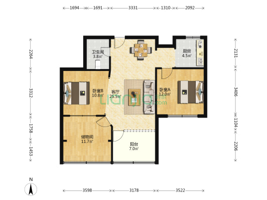 立信大厦 2室1厅1卫 105平方