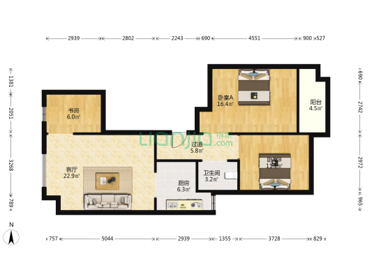 仁和家园（如东县） 3室1厅1卫 108平方