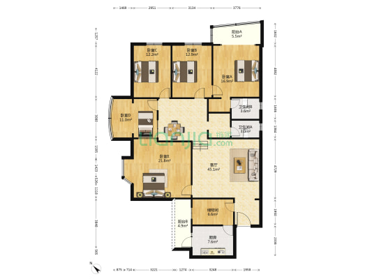 康馨源 5室1厅2卫 183平方