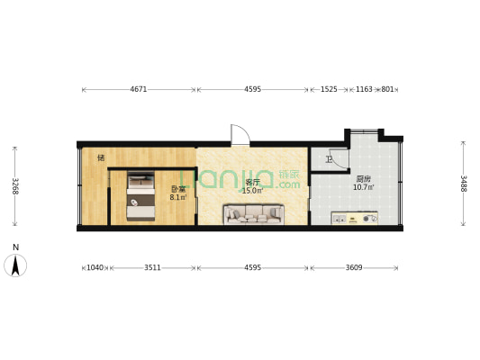 二桥路96号 1室1厅1卫 50平方