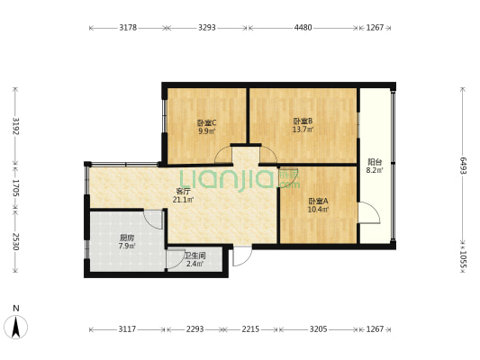 滨河路50号 3室1厅1卫 79平方