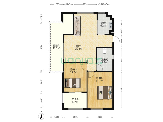 和悦广场 2室1厅1卫 88平方