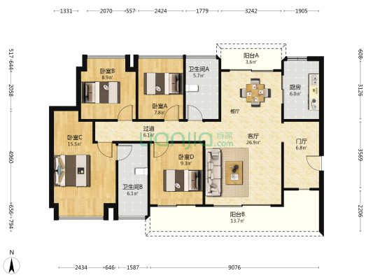 南沙水恋 4室1厅2卫 141平方