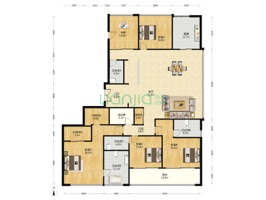 清来嘉座 5室1厅4卫 335平方