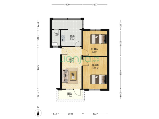 武昌路南二段79号 2室1厅1卫 58平方