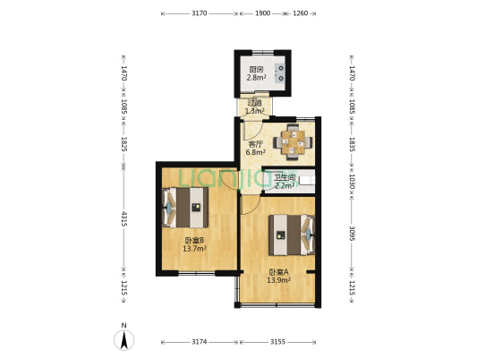 上宁新村 2室1厅1卫 46平方