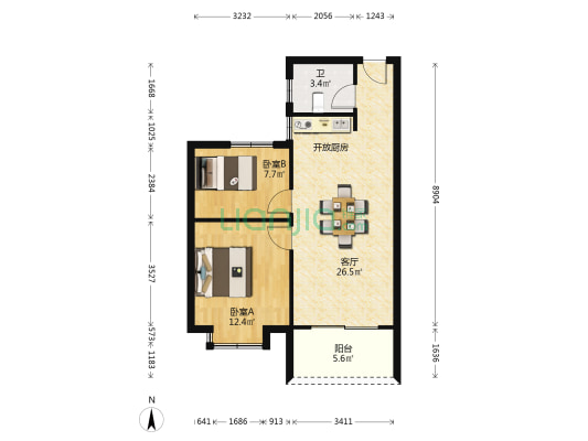 银洲滨海花园 2室1厅1卫 73平方