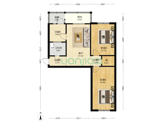 新建路402号 2室1厅1卫 83平方