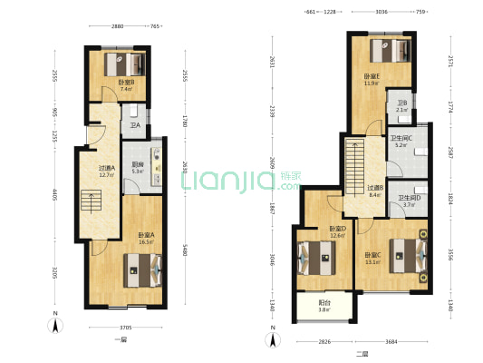 新城水云间(东区) 5室0厅4卫 116平方