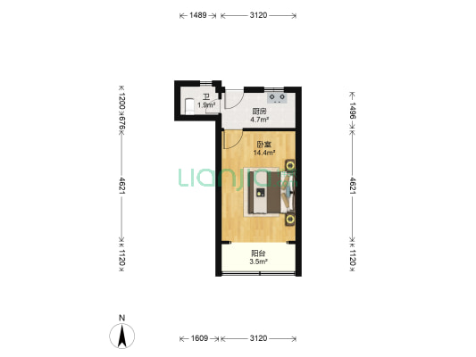 凌四小区 1室0厅1卫 30平方