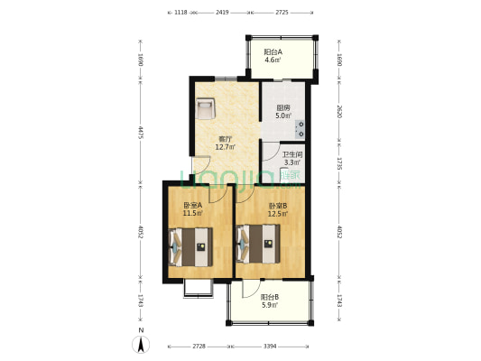 省安公寓 2室1厅1卫 63平方