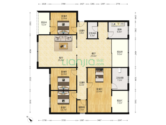 新南街284号 4室2厅2卫 178平方