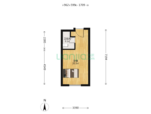 新城和樾 1室0厅1卫 35平方