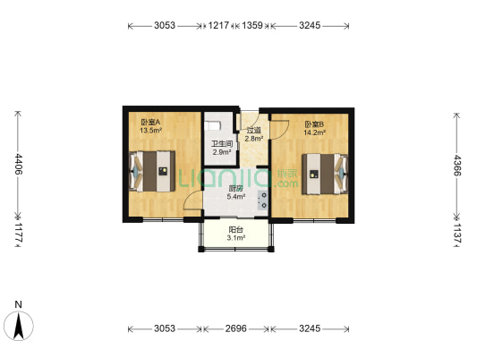 连桥巷 2室0厅1卫 52平方