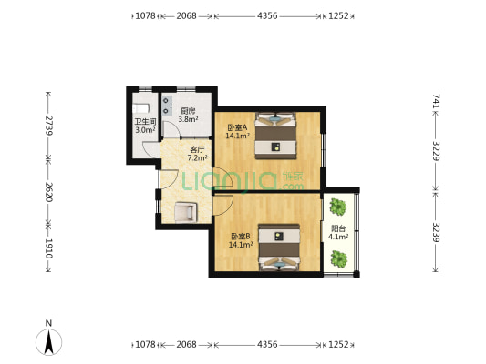 鸡鸣山庄 2室1厅1卫 58平方