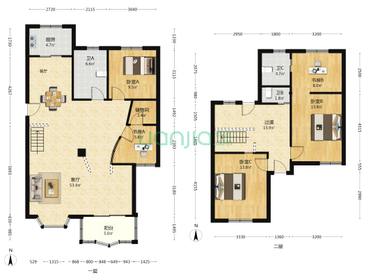 朝晖新城 5室1厅3卫 116平方