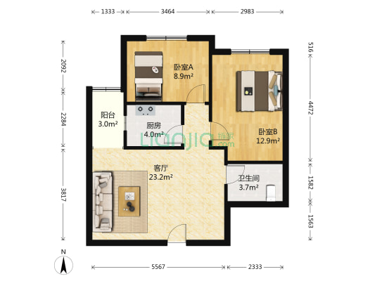正弘春晓 2室1厅1卫 72平方