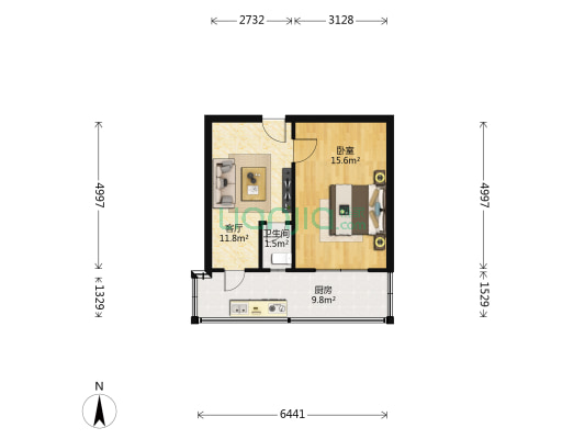 新苑小区 1室1厅1卫 42平方