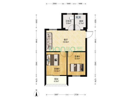 瑶溪住宅区四组团 2室1厅1卫 69平方