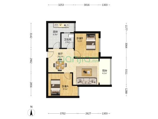 融堃港城小时代 2室1厅1卫 71平方