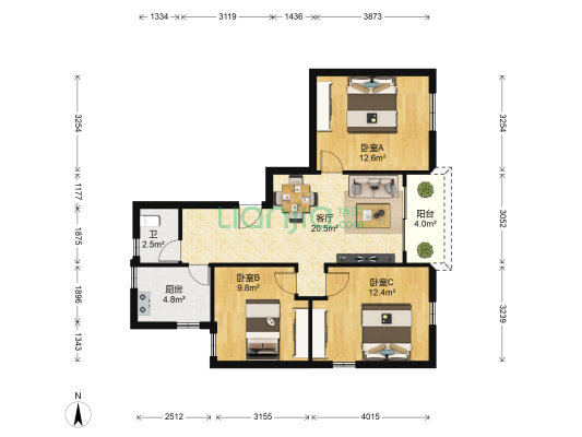 海沧生活区一小区 3室1厅1卫 84平方