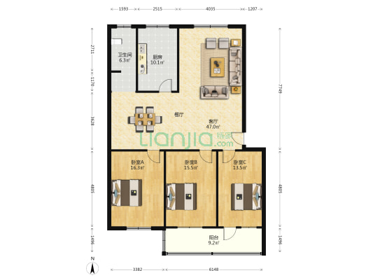 顺发路泰安街交叉口自建楼 3室1厅1卫 137平方