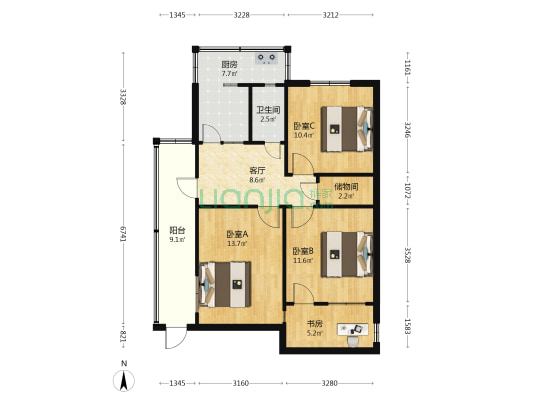 工商局宿舍 4室1厅1卫 81平方